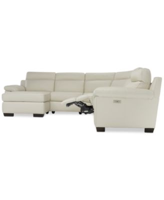 CLOSEOUT! Julius II 5-Pc. Leather Chaise Sectional Sofa With 1 Power Recliner, Power Headrest & USB Power Outlet