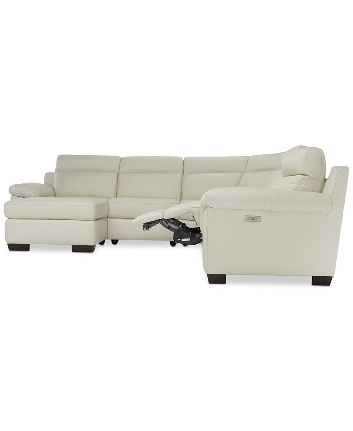 Furniture Julius II 5Pc. Leather Chaise Sectional Sofa With 1 Power