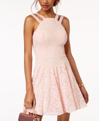 B Darlin Juniors' Glitter Lace Fit & Flare Dress - Macy's