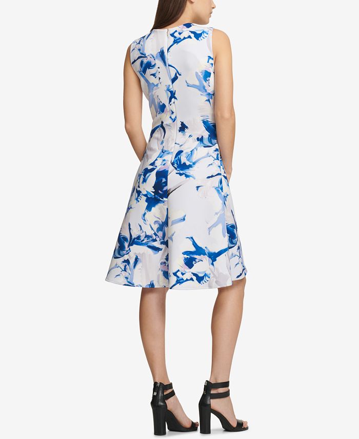 DKNY Printed Scuba Fit & Flare Dress, Created for Macy's Macy's