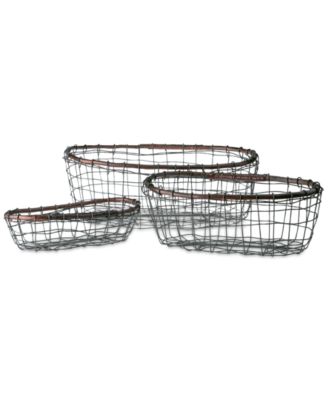 Tabletops Unlimited - Set Of 3 Oval Wire Baskets