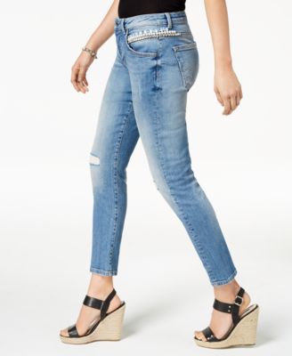 Jean Guess Femme Coupe Relax Brodé Motif Psychédélique Paisley - Taille 25 - Neuf Avec étiquettes