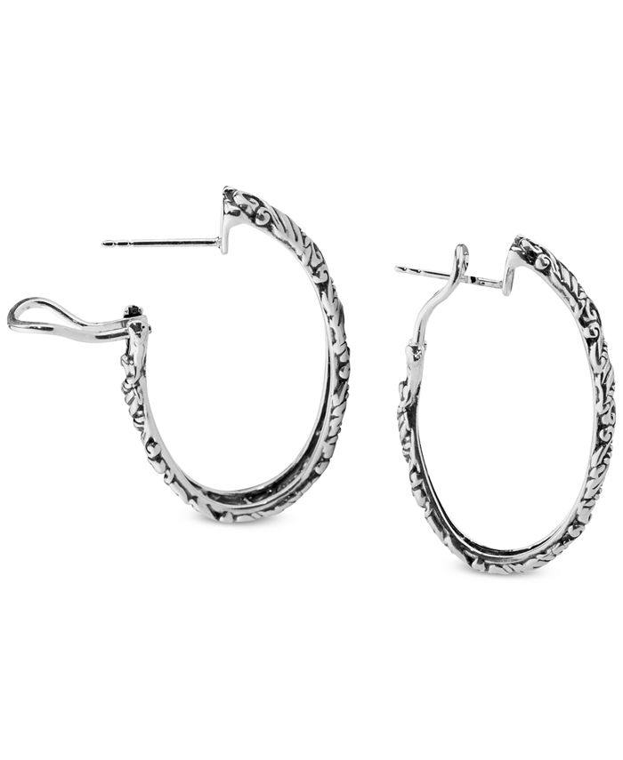 Carolyn Pollack Filigree Swirl Oval Hoop Earrings in Sterling Silver ...