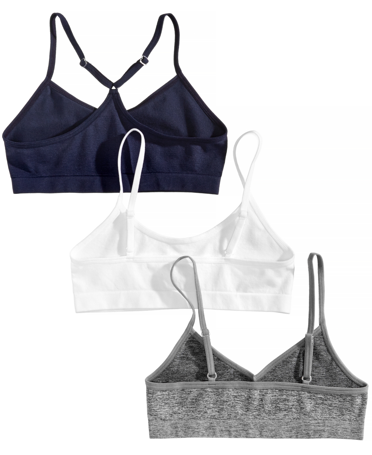 Maidenform 3-Pk. Seamless Crop Bras, Little & Big Girls -/ White / Blue Nights
