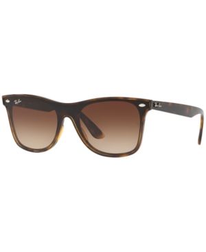 Ray Ban Blaze 141mm Wayfarer Shield Sunglasses - Light Havana Gradient In Light Havana/brown Gradient
