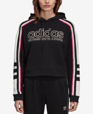 adidas three stripe cropped hoodie