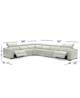 Nevio 6-pc Leather "L" Shaped Sectional Sofa with 2 Power Recliners and Articulating Headrests