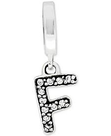 Cubic Zirconia Inital Charm in Sterling Silver