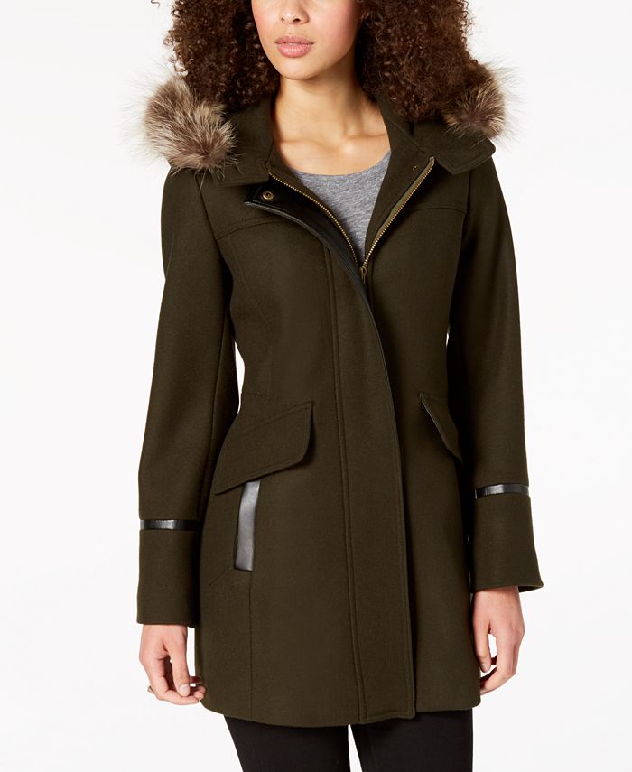 Trina Turk Hooded Fur Trim Coat Macy s