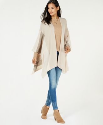 Charter Club - Pure Cashmere Colorblocked Wrap Sweater