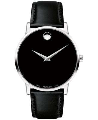 Movado Men s Swiss Museum Classic Black Leather Strap Watch 40mm Macy s