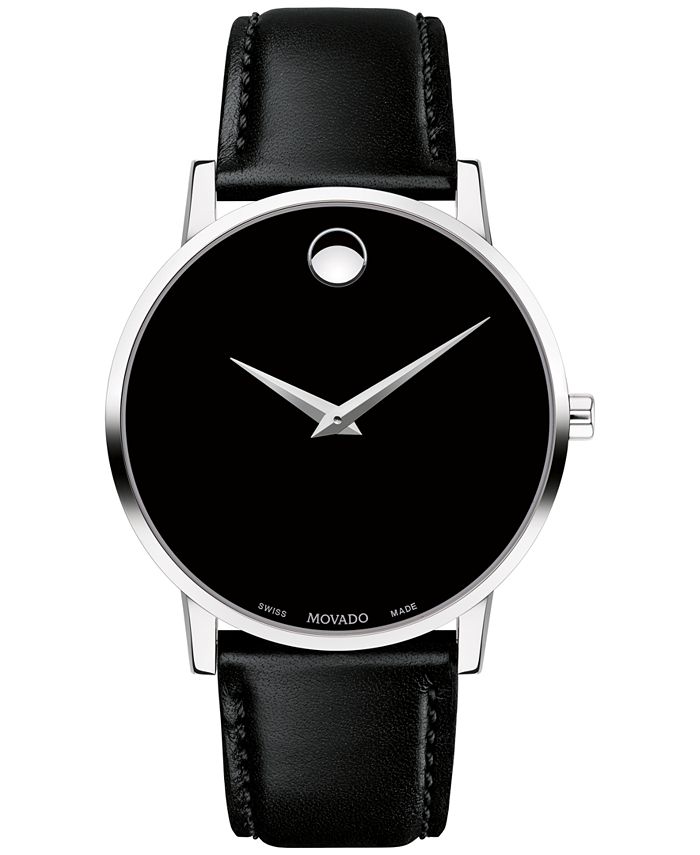 Movado Men's Swiss Museum Classic Black Leather Strap Watch 40mm