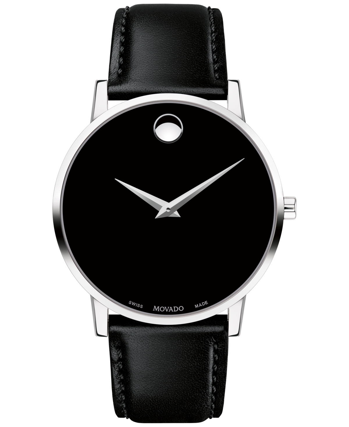 Shop Movado Men's Swiss Museum Classic Black Leather Strap Watch 40mm In Black,silver Black