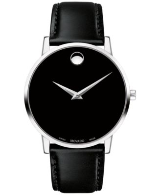 Movado Men s Swiss Museum Classic Black Leather Strap Watch 40mm Macy s