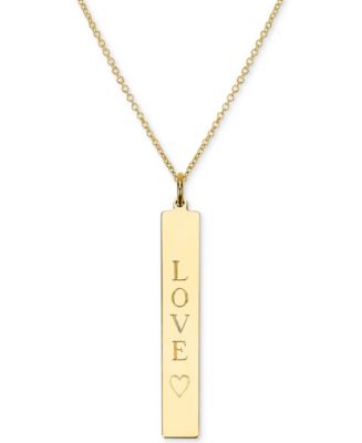 Sarah Chloe Engraved Love Bar Pendant Necklace in 14k Gold over Silver ...