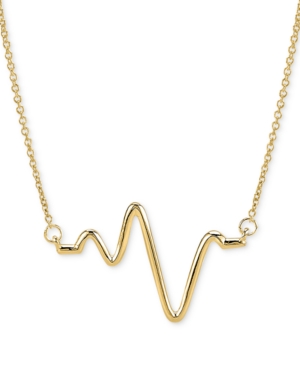 SARAH CHLOE LARGE HEARTBEAT PENDANT NECKLACE IN 14K GOLD, 16" + 2" EXTENDER