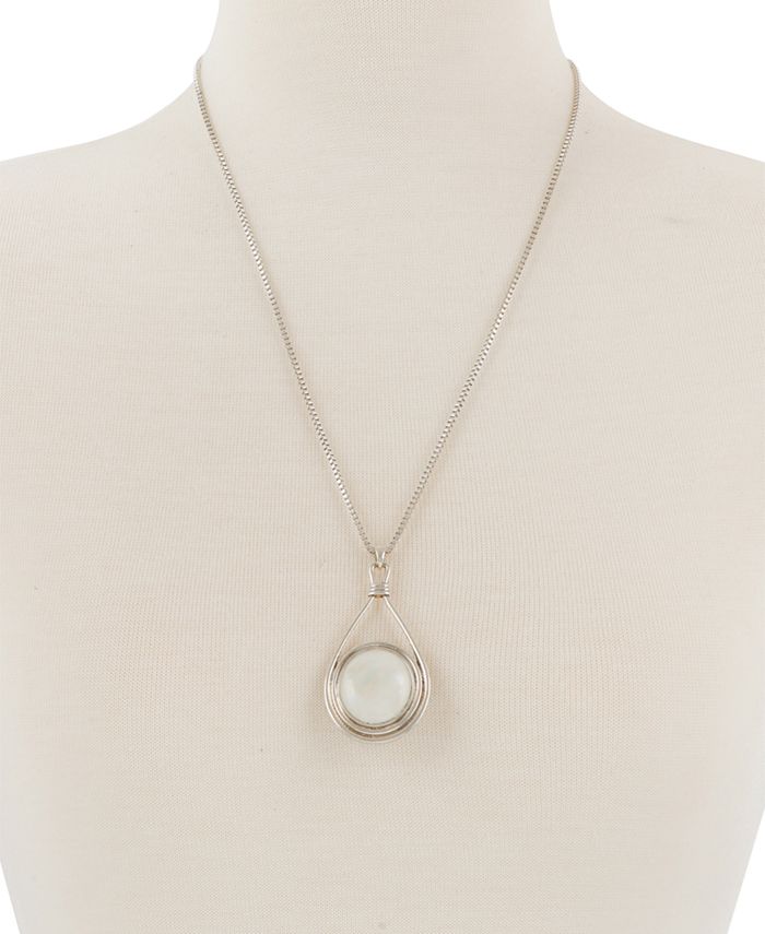 Lucky Brand - Silver-Tone Round Stone Reversible 32" Pendant Necklace