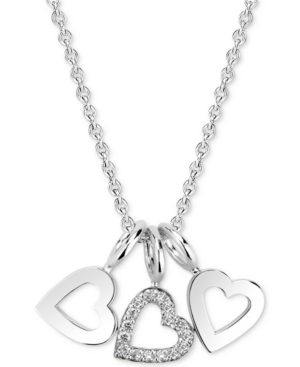 Shop Sarah Chloe Diamond Accent Triple Heart Charm Pendant Necklace In 14k Gold-plated Sterling Silver, 18"