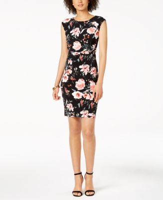 Ivanka Trump Floral-Print Ruched Jersey Dress - Macy's