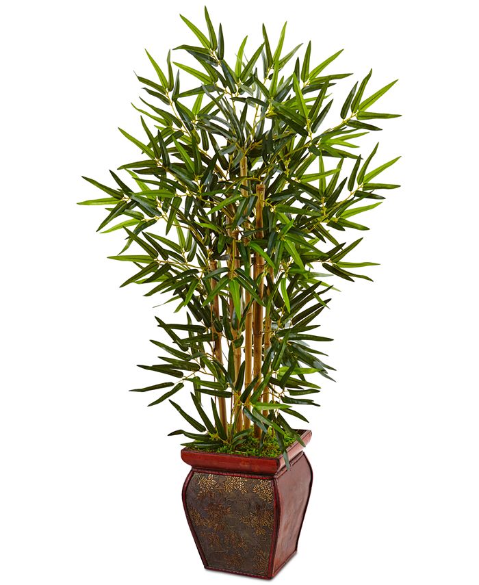 Nearly Natural - 3.5' Bamboo Artificial Tree in Decorative Wooden Planter