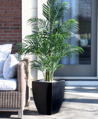 4.5' Areca Palm UV-Resistant Indoor/Outdoor Artificial Tree in Black-Washed Planter 