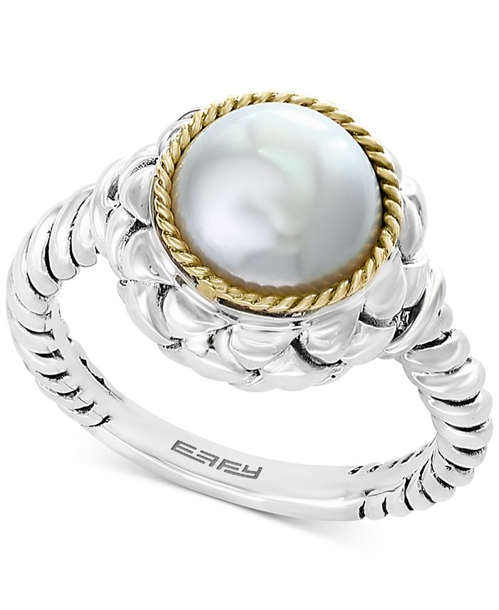 EFFY Collection - Cultured Freshwater Pearl (9mm) Ring in Sterling Silver & 18k Gold