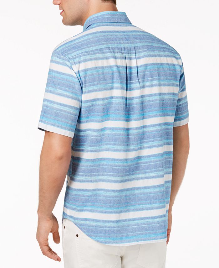 Tommy Bahama Men's Breakwater Space-Dyed Stripe Camp Shirt - Macy's