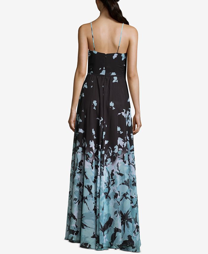 Betsy & Adam Placed-Floral Chiffon Maxi Gown - Macy's