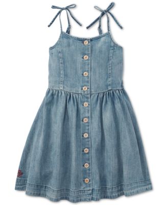 Polo Ralph Lauren Little Girls Buttoned Cotton Denim Dress - Macy's