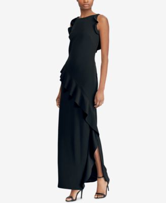 ralph lauren ruffle trim crepe dress