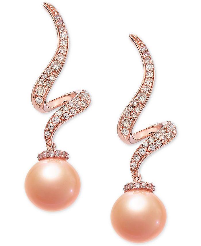 Macy's pink pearl earrings cheap