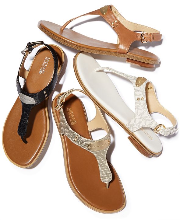 Michael Kors MK Plate Flat Thong Sandals & Reviews - Sandals - Shoes ...