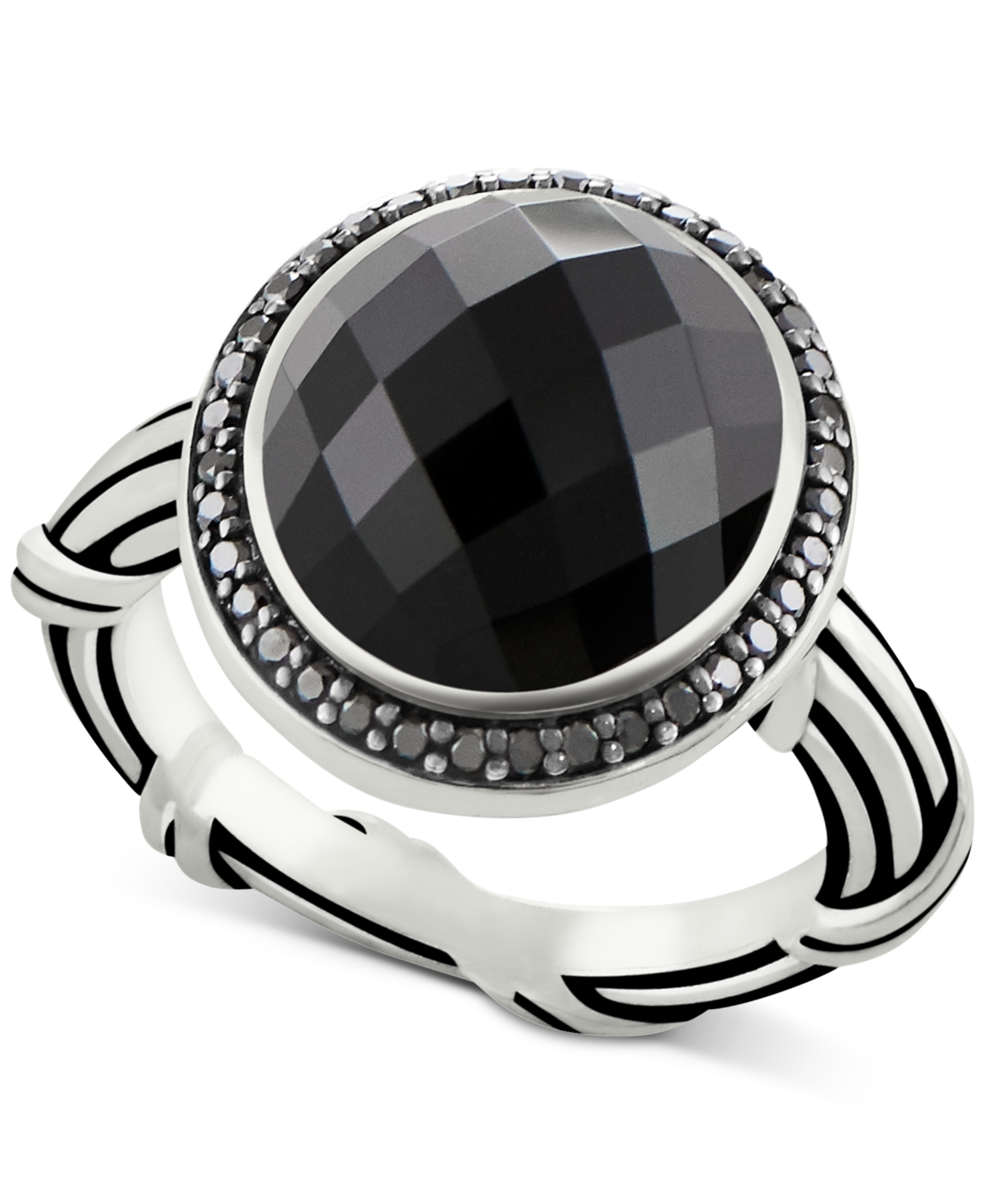 Onyx (8-2/3 ct. t.w.) & Black Spinel Ring in Sterling Silver - Black