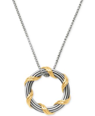 Peter Thomas Roth - Two-Tone Circle 20" Pendant Necklace in Sterling Silver & 18k Gold-Plate