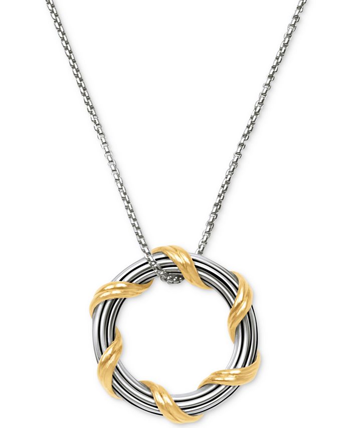 Peter Thomas Roth - Two-Tone Circle 20" Pendant Necklace in Sterling Silver & 18k Gold-Plate