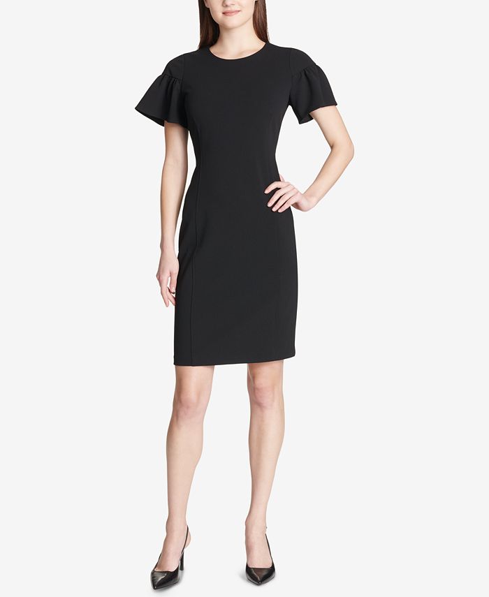 Calvin Klein Ruffled-Sleeve Sheath Dress - Macy's