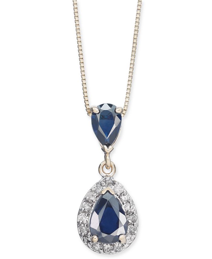 Macy's Sapphire (13/8 ct. t.w.) & Diamond (1/6 ct. t.w.) Teardrop 18