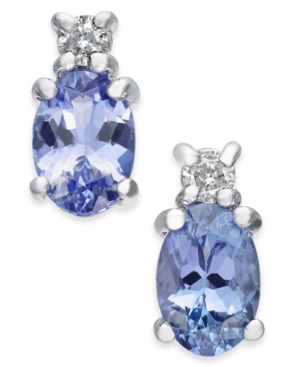 image of Tanzanite (1 ct. t.w.) & Diamond Accent Stud Earrings in 14k White Gold