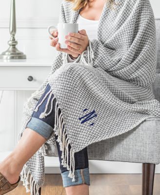 Cathy's Concepts Personalized Grey Herringbone 50" x 60" Throw