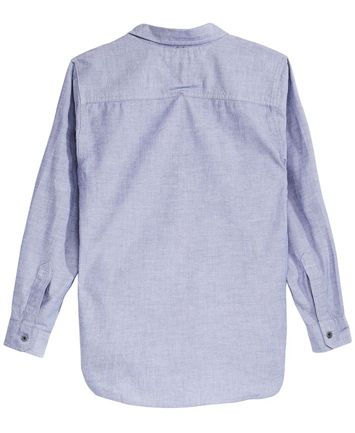 Tommy Hilfiger Big Boys Josh Denim & Plaid Cotton Shirt - Macy's