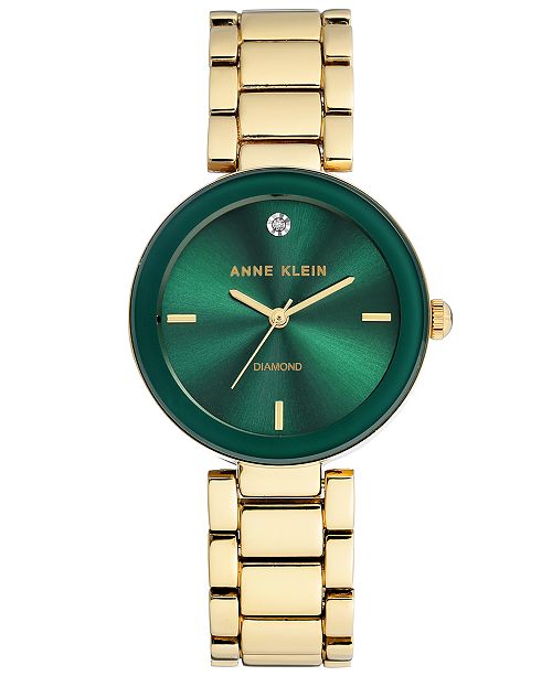 Anne Klein Women S Diamond Accent Gold Tone Bracelet Watch 32mm Reviews Watches Jewelry Watches Macy S