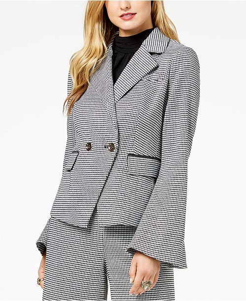 Rachel Zoe Double-Breasted Houndstooth Blazer, Created For Macy's ...