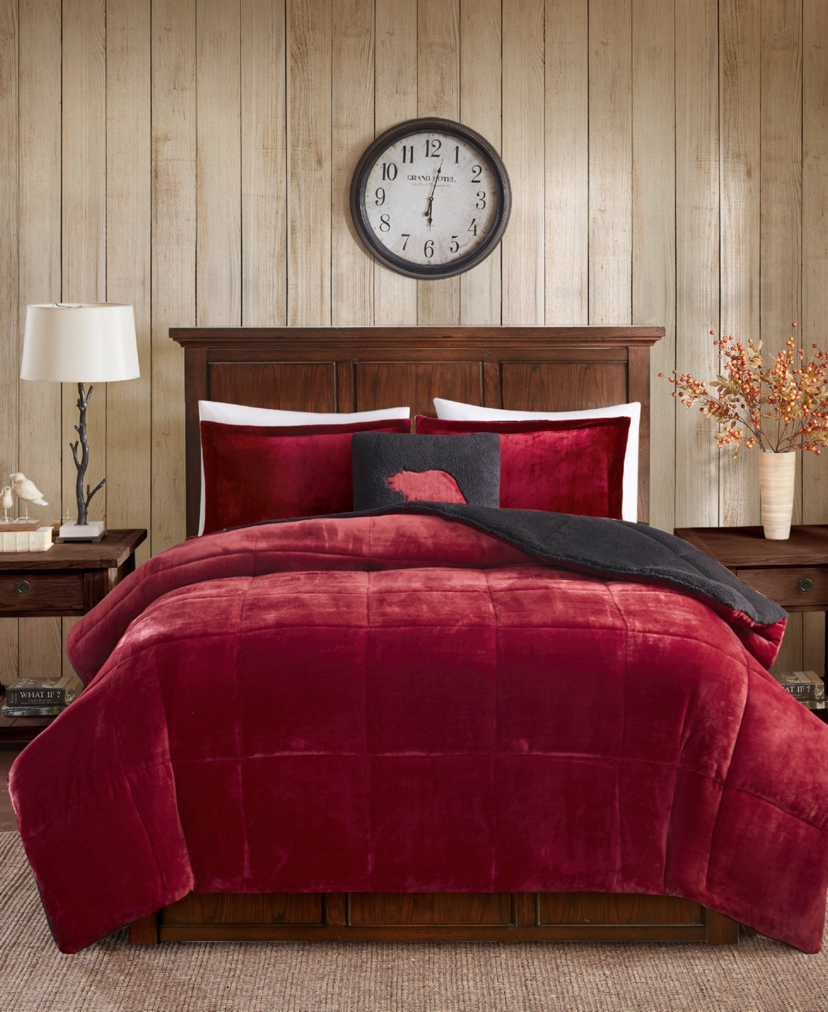 Macy's Alton 4-pc. Comforter Set, Full/queen In Red,black