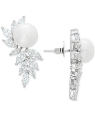 arabella swarovski zirconia crystal cluster drop earrings in sterling silver