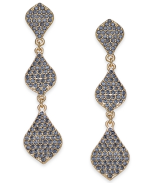 image of Inc Gold-Tone Crystal Triple Drop Earrings, Created for Macy-s