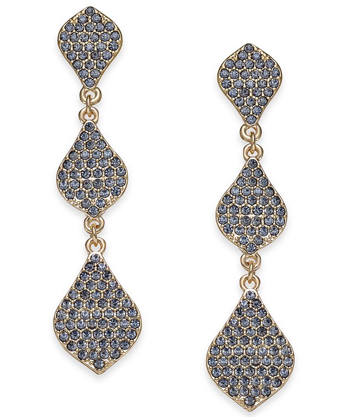 INC International Concepts Gold-Tone Crystal Triple Drop Earrings ...