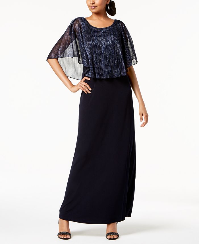 Connected - Metallic-Capelet Gown
