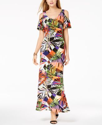 msk cold shoulder maxi dress