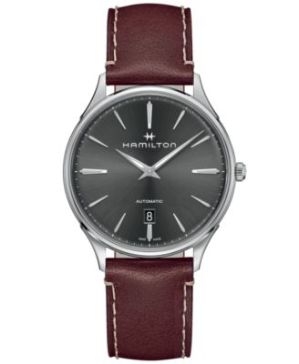 Hamilton - Men's Swiss Automatic Jazzmaster Thinline Red Leather Strap Watch 40mm