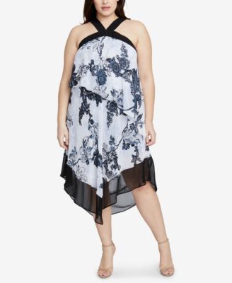 RACHEL Rachel Roy - Plus Size Printed Halter Dress